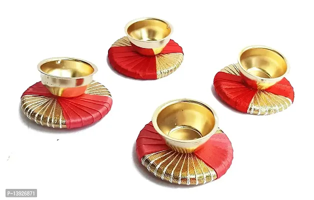 Forty Wings Set of 4 Beautiful Decorative Diya Tealight Candle Holder Diwali Pooja Diya Candle Diwali Lighting for Diwali Wedding Festival Decoration Items and Diwali Gift Set