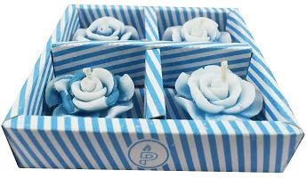 Urvi Creations Set of 4 Rose Shape Flower Wax Candles Floating Tea Light Candles for Diwali Decoration Items and Christmas Festivals Candles (Blue)-thumb4