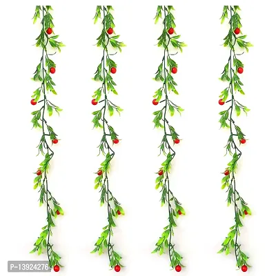 Urvi Creations Set of 2 Red Berries/Cherry Artificial Flowers Garlands for Diwali,Navratra Festival Home,Tempe Wedding Decoretion-thumb3