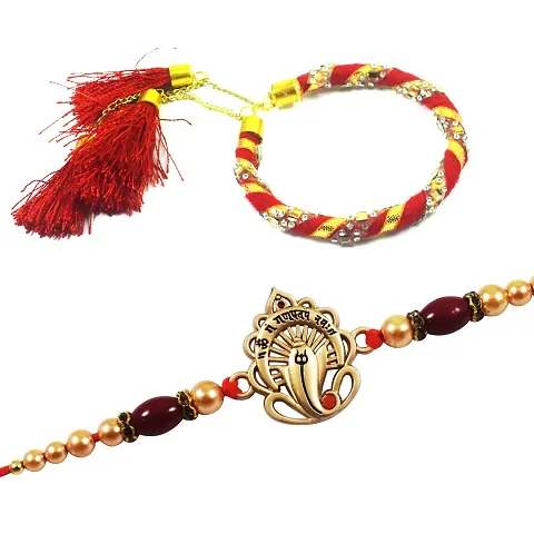 Urvi Creations 1 Pcs Ganesh Rakhi With Bhabhi Bangle Lumba For Brother Bhaiya Bhai Kids Rakhi Gift For Rakshabandhan