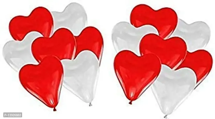 Forty Wings 50 Red White Heart Shape Balloons for Birthday ,Valentines Day, Wedding