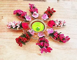 Forty Wings Beautiful Metal Flowers Tealight Diya Candle Holder for Diwali Festival Home Decorations Lights-thumb1