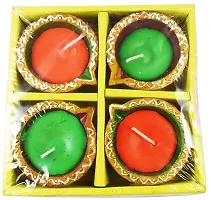 Urvi Creations Handmade Set of 4 Wax Filled Traditional Clay Mitti Diya/Deepak Oil Lamps Terracotta diyas Candles for Diwali Navratri Pooja and Diwali Decoration Lights Gift (Clay Diya 4)-thumb1