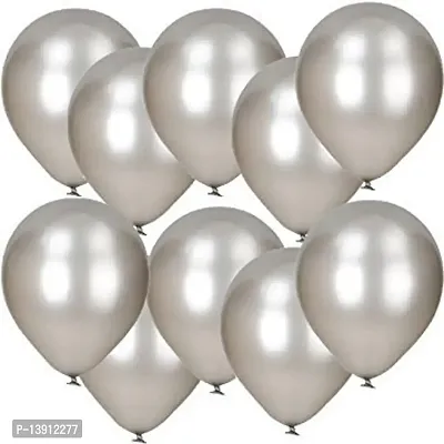 Masti Zone Pack of 100 12 inch Matallic Latex Balloons for Decoration (Gray)