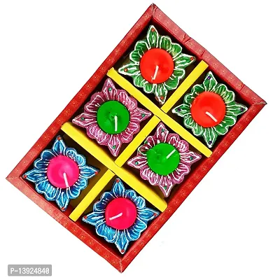 Urvi Creations Set of 6 Wax Filled Handmade Traditional Clay Mitti Diya/Deepak Oil Lamps Terracotta diyas Candles for Diwali Navratri Pooja and Diwali Decoration Lights Gift (Deepak Set 6)