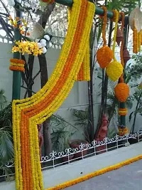 Urvi Creations Artificial Marigold/Genda Flowers Strings, Garlands, Toran for Wedding Pongal Diwali Festival Decoration 10 Pcs (5 Pcs Yellow +5 Orange)-thumb1