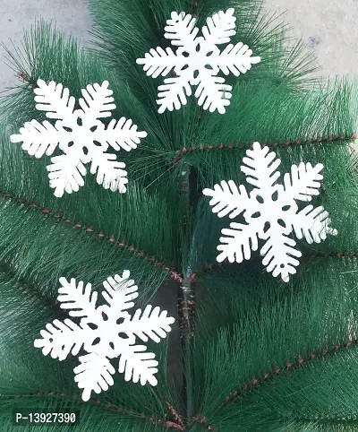 Forty Wings 4 Pcs Christmas Tree Hanging White Glitter Snow Flakes for Christmas Ornaments Bells Xmas Tree Hangings Ornaments for Christmas Decoration Items for Home Decoration Christmas Party #113-thumb2