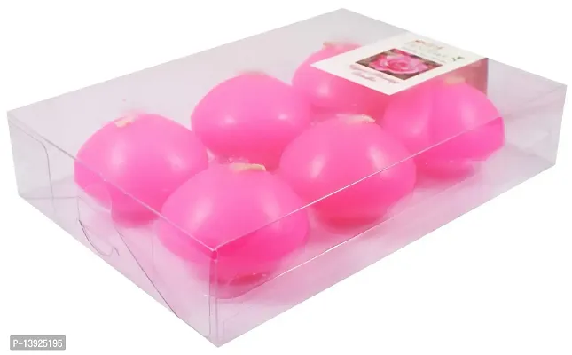 Urvi Creations Set of 6 Round Shape Wax Candles Tea Light Candles for Diwali Decoration Items and Christmas Festivals Candles (Pink)