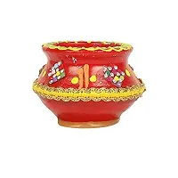 Forty Wings 6 Pcs Beautiful Matki Decorative Diya Tealight Candle Holder Diwali Pooja Diya Candle Diwali Lighting for Diwali Wedding Festival Decoration Items and Diwali Gift Set-thumb4