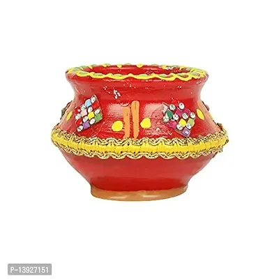 Forty Wings 6 Pcs Beautiful Matki Decorative Diya Tealight Candle Holder Diwali Pooja Diya Candle Diwali Lighting for Diwali Wedding Festival Decoration Items and Diwali Gift Set-thumb5