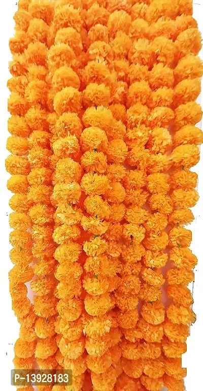 Forty Wings 2 Mango Yellow Artificial Marigold Flower/Genda Phool Garlands for Diwali Wedding,Navratri,Durga Pooja Festival Home Decoration-thumb2