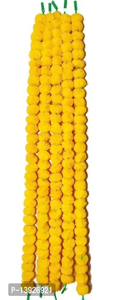 Forty Wings 10 Lemon Yellow and Orange Artificial Marigold Flower/Genda Phool Garlands String Door Torang for Diwali Wedding,Navratri,Durga Pooja Ganpati Pooja Mehandi Party Festival Home Decoration-thumb2