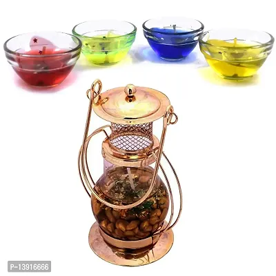 Urvi Creations Pack of 1 Gel Wax Lantern with 4 Pcs Gel Wex Bowl Candle Tealight Candle Holder for Christmas New Year Wedding Decoration Multi Colour