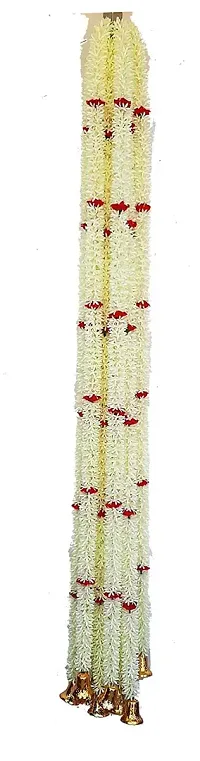 Forty WingsSet of 2 White Red Rose Flower Jasmine Mogra Juhi Garlands for Diwali ,Navratra Festival Home ,Temple Wedding Decoration-thumb1