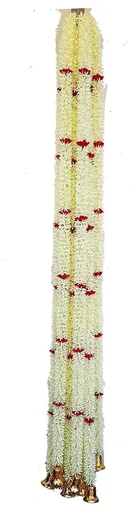 Forty WingsSet of 2 White Red Rose Flower Jasmine Mogra Juhi Garlands for Diwali ,Navratra Festival Home ,Temple Wedding Decoration-thumb2