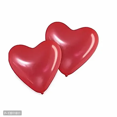 Masti Zone Pack of 100 Red Heart Shape Metallic Latex Balloons for Birthday Decoration 12 Inch (Red Heart)