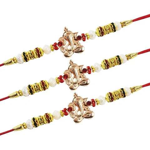 Urvi Creations 3 Pcs Elegant Beads Rakhi Set Combo For Brother Bhaiya Bhai