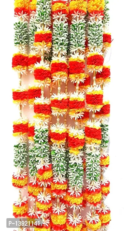 Urvi Creations Artificial Flower Garland/Wall Hangings Toran for Diwali, Navratra Festival Home, Tempe, Wedding, Decoration (Multicolour) - Set of 2-thumb3