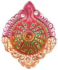 Urvi Creations Handmade Earthen Clay Terracotta Decorative Diya for Pooja/Rangoli (Set of 5) (10 x 8 x 12 cm, Multi-Color) ?-thumb2