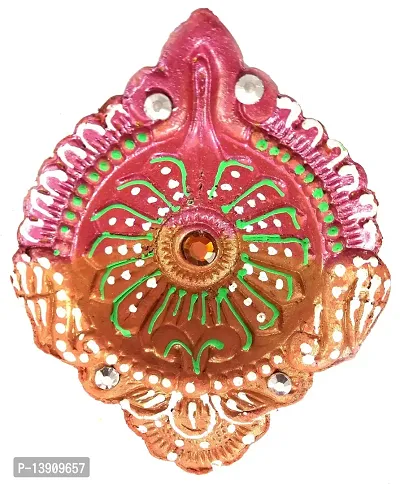 Urvi Creations Handmade Earthen Clay Terracotta Decorative Diya for Pooja/Rangoli (Set of 5) (10 x 8 x 12 cm, Multi-Color) ?-thumb3