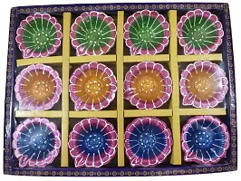 Urvi Creations Set of 12 Handmade Traditional Earthen Clay Mitti Diya Oil Lamps for Pooja Diwali Decoration - Multi Colour-thumb1