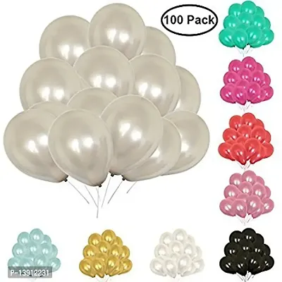 Masti Zone Pack of 100 12 inch Matallic Latex Balloons ( White )