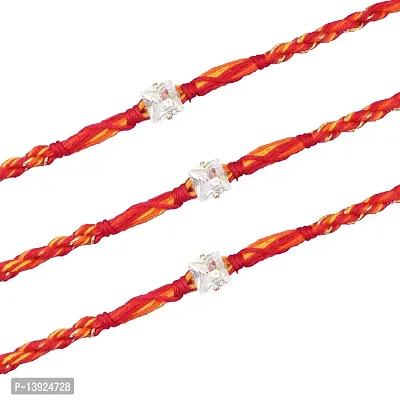 Urvi Creations Non-Precious Metal Brass and Pearl Rakhi for Men's  Boy's (Set of 3) (Multicolored)-thumb0