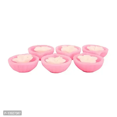 Forty Wings 6 Pcs Diya Shape Flower Wax Candles Floating Tea Light Candles for Diwali Decoration Items and Christmas Festivals Candles-thumb4