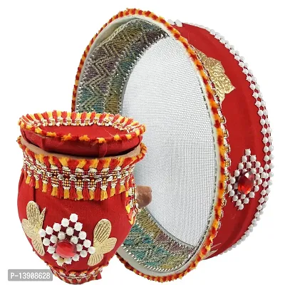 Urvi Creations Karwa Chauth Special Decorated Colorful Karwa Channi Chalni-thumb2