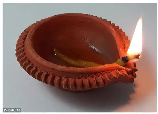 Urvi Creations Diwali Diya Set of 11 Handmade Earthen Traditional Diwali Diya Oil Lamps for Pooja-thumb3