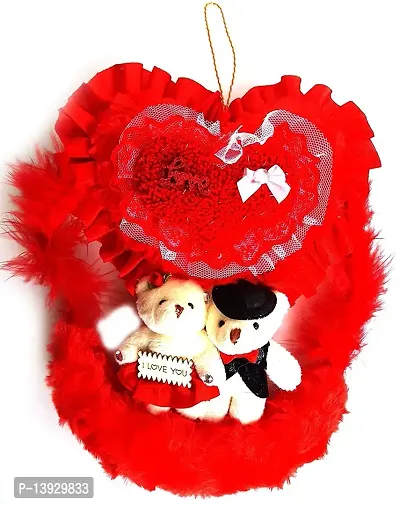 Urvi Creations Urvi Creations Hanging I Love You Musical Sound Led Romantic Loving Couple Teddy Bear with Heart Special Valentines Day Gift for Girlfriend, Boyfriend ,Husband , Wife