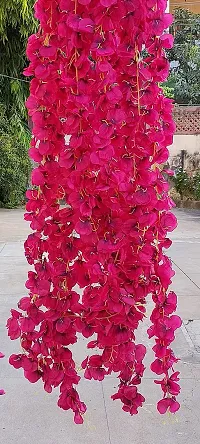 Forty Wings Set of 5 Pink Artificial Fake Silk Cherry Blossom Garland String Creeper/Door Wall Hanging for Diwali Festival Wedding Christmas Home Decoration Item-thumb2