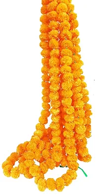 Forty Wings 2 Mango Yellow Artificial Marigold Flower/Genda Phool Garlands for Diwali Wedding,Navratri,Durga Pooja Festival Home Decoration-thumb2