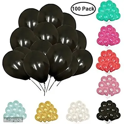 Masti Zone Pack of 100 12 inch Matallic Latex Balloons for Decoration (Black)