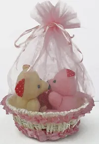 Urvi Creations 2 Teddy Bear In Basket-thumb1