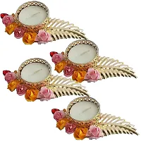 Forty Wings 4 Pcs Golden Leaf Flower Tealight Diya Candle Holder for Diwali Festival Home Decorations Lights-thumb1