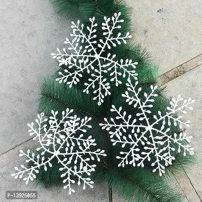 Forty Wings 3 Pcs Christmas Tree Hanging White Glitter Snow Flakes for Christmas Ornaments Bells Xmas Tree Hangings Ornaments for Christmas Decoration Items for Home Decoration Christmas Party #107