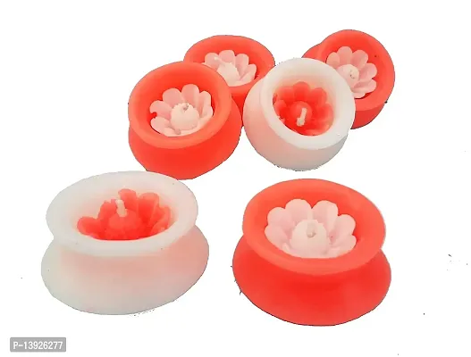 Forty Wings 6 Pcs Matki Shape Wax Candles Tea Light Candles for Diwali Decoration Items and Christmas Festivals Candles (Red White Candles)-thumb5