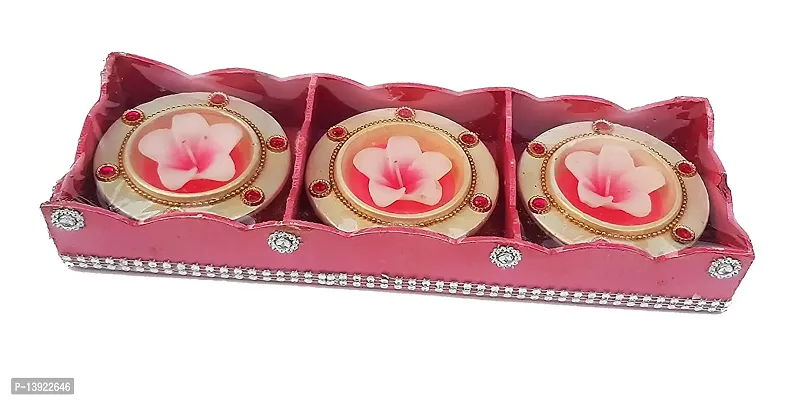 Forty Wings 3 Pcs Decorative Wax Filled Diya Candle for Diwali Lighting Decoration Diwali Gift and Pooja Home Decor Item