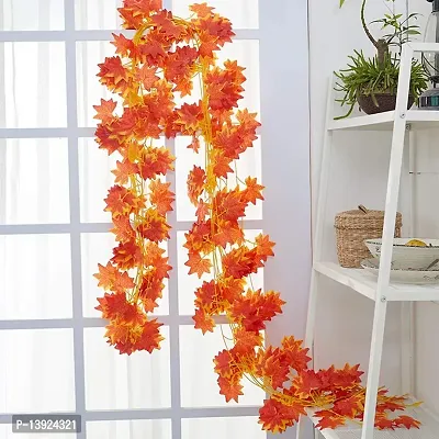 Forty Wings Set of 2 Artificial Maple Leaf Garland /Creeper /Door Wall Hanging for Diwali Festival Wedding Christmas Decoration Item ( 9 Feet)-thumb4