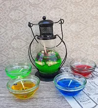 Urvi Creations Set of 4 Bowl Gel Candle with Gel Candle Big Lantern Tea Light Candles for Diwali Decoration Items - Multi Color-thumb1