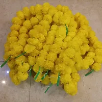 Urvi Creations Artificial Marigold/Genda Flowers Strings, Garlands, Toran for Wedding Pongal Diwali Festival Decoration 10 Pcs (5 Pcs Yellow +5 Orange)-thumb3