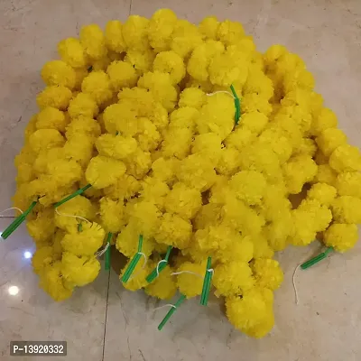 Urvi Creations Artificial Marigold/Genda Flowers Strings, Garlands, Toran for Wedding Pongal Diwali Festival Decoration 10 Pcs (5 Pcs Yellow +5 Orange)-thumb4