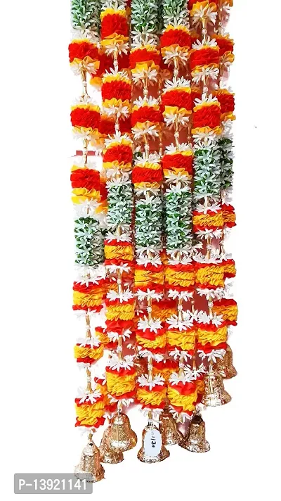 Urvi Creations Artificial Flower Garland/Wall Hangings Toran for Diwali, Navratra Festival Home, Tempe, Wedding, Decoration (Multicolour) - Set of 2-thumb0