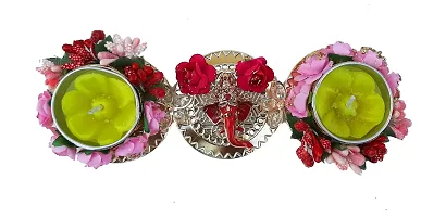 Urvi Creations Beautiful Ganeshji Flowers Tealight Diya Candle Holder for Diwali Festival Home Decorations Lights-thumb2