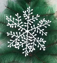 Forty Wings 3 Pcs Christmas Tree Hanging White Glitter Snow Flakes for Christmas Ornaments Bells Xmas Tree Hangings Ornaments for Christmas Decoration Items for Home Decoration Christmas Party #107-thumb2