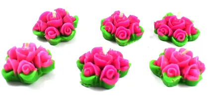 Urvi Creations Set of 6 Flower Shape Floating Candles for Diwali Home Decor - Multi Colour-thumb3