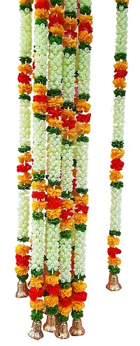 Urvi Creations White Jasmine Red Yellow Satin Less Flowers Wall Hangings Toran (Multicolour) - Set of 2-thumb2