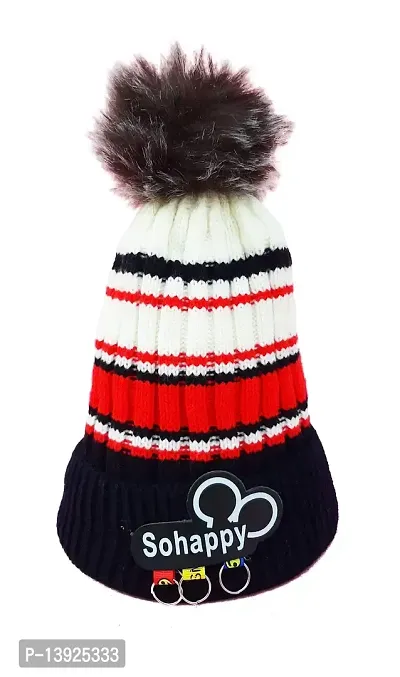 ToyToon Big Pom Pom Beanie Kid Winter Hats Toddler Cap Knit Warm Beanies Caps for Baby and Girls Unisex Black