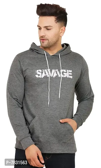 LEOTUDE Men's Regular Fit Fleece Sweatshirt Hoodie (Color: Charcoal Grey)-thumb0